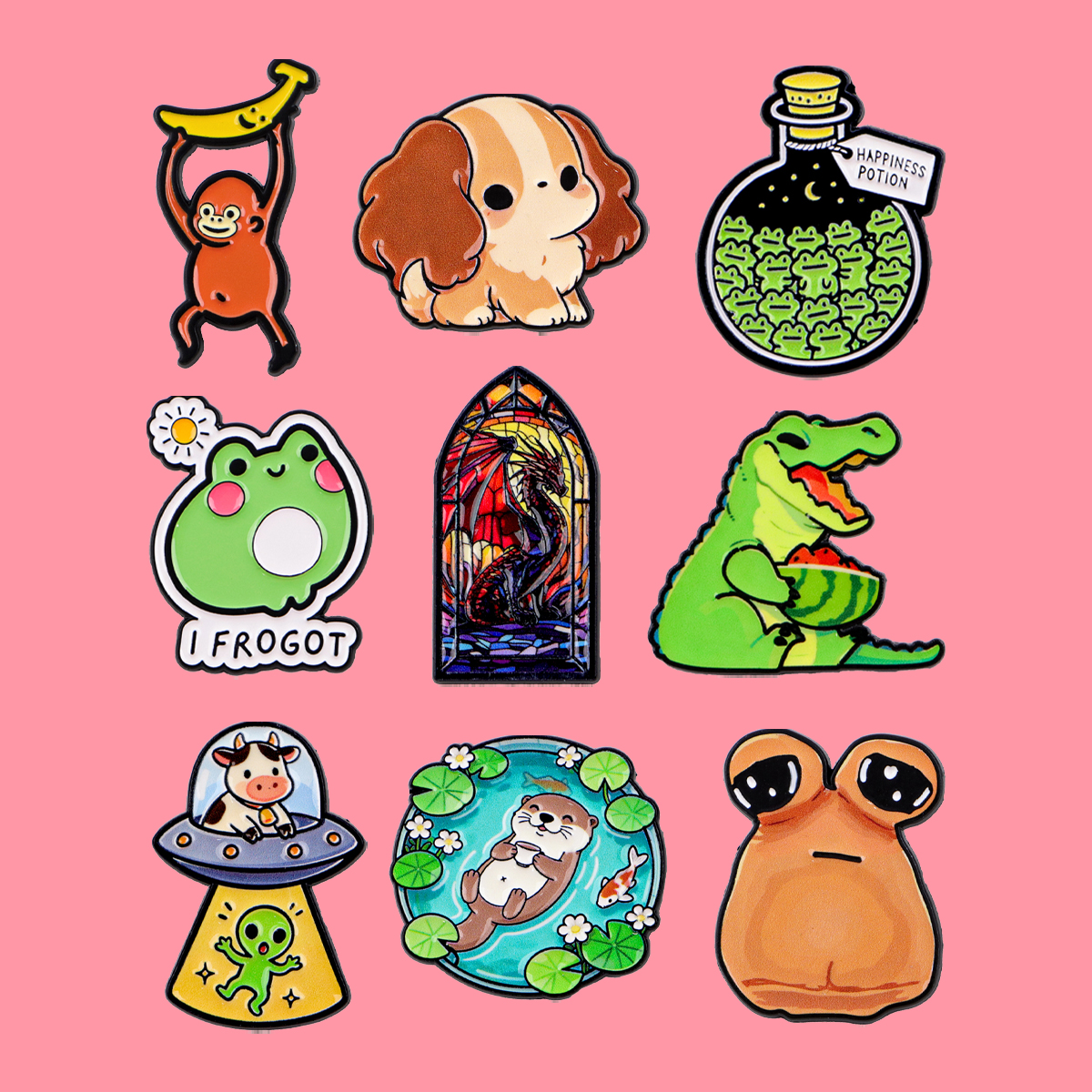Pet Supplies Store - Animals Frogs Dog Monkey Enamel Pins
