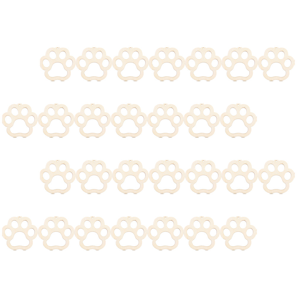Pet Supplies For Dogs - 30Pcs Pet Dog Paw Wooden Cutouts