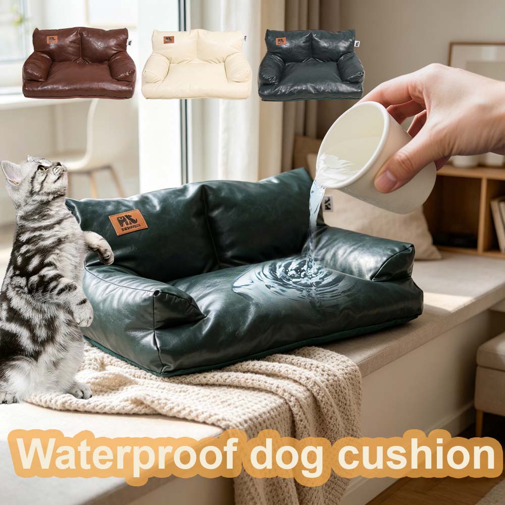 Pet Supplies Dog Wash - Luxury Faux Leather Dog Bed Sofa