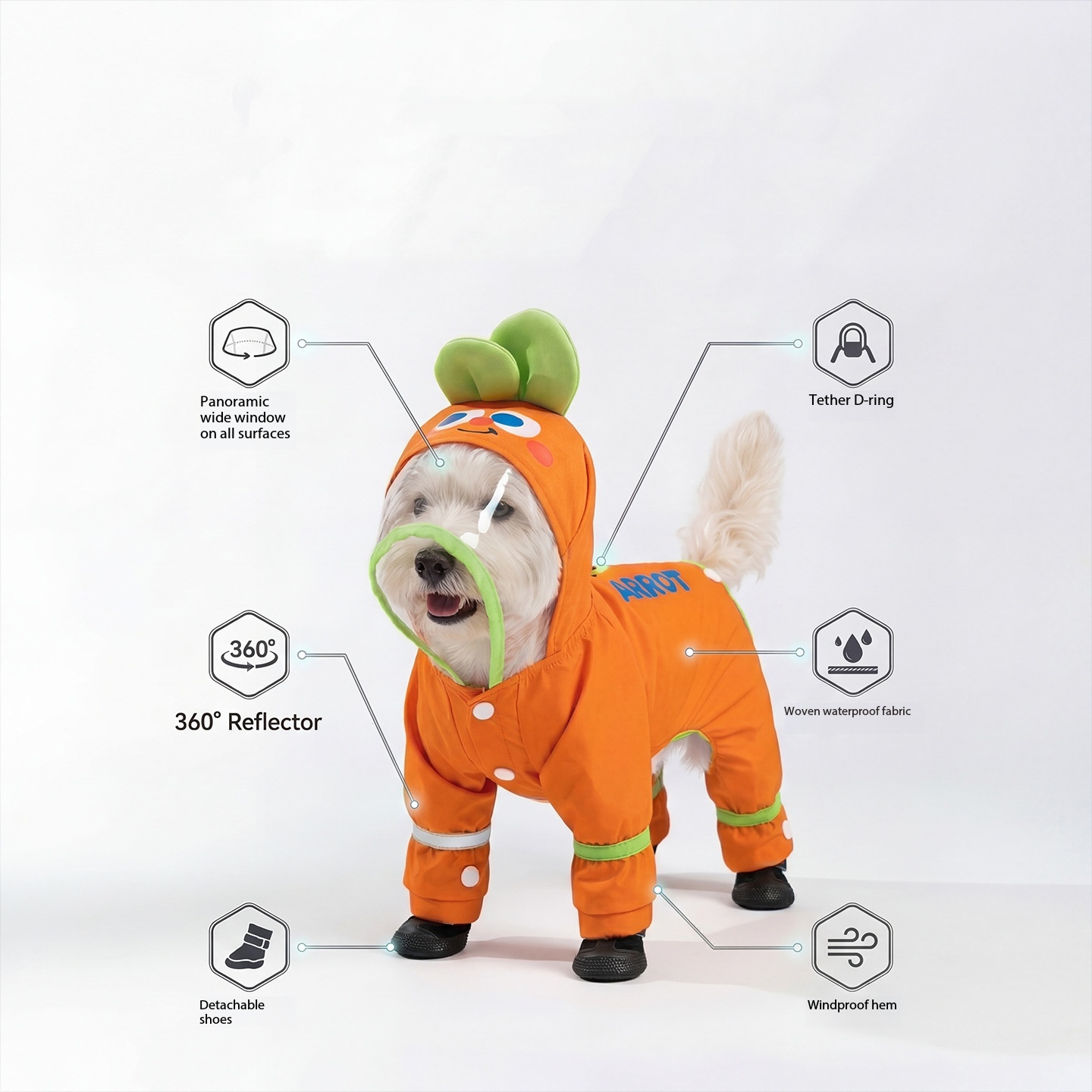 Orange Carrot Dog Raincoat Fou - Dog Raincoat recensie en prijs